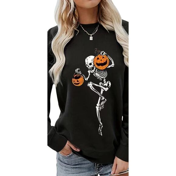 Skeleton pumpkin sweatshirt, super soft and cute size14 - Picture 3 of 5